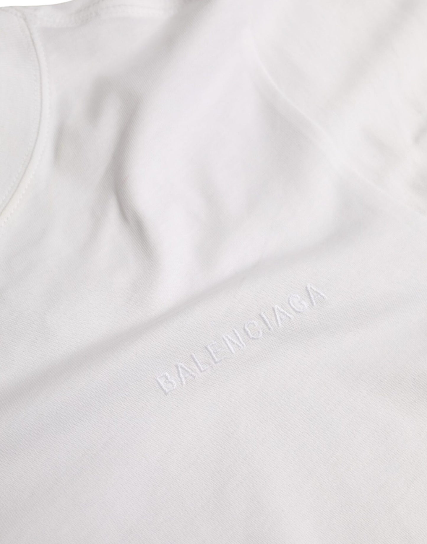 Balenciaga White Cotton Crew Neck Short Sleeves Tee T-shirt