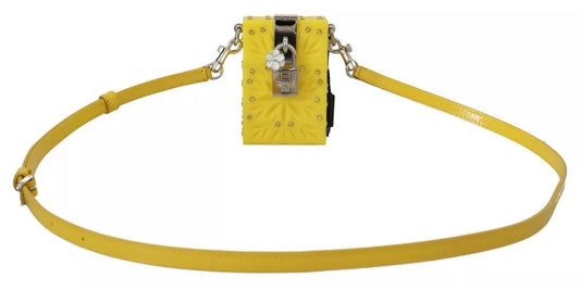 Dolce & Gabbana Yellow Plexiglass Crystals Box Padlock Women Clutch Bag