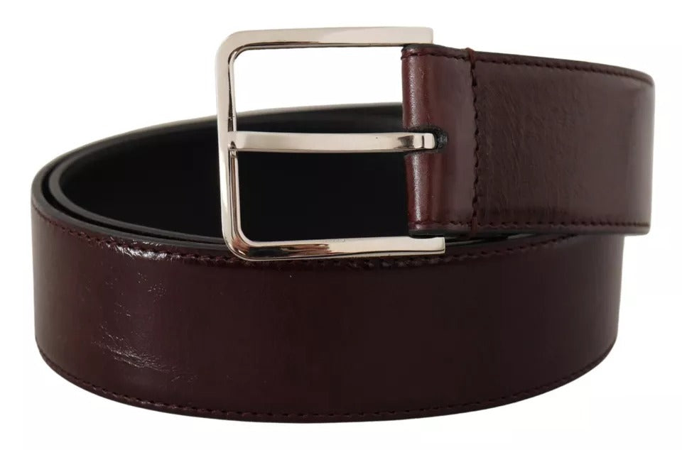 Dolce & Gabbana Dark Brown Leather Logo Engraved Metal Buckle Belt