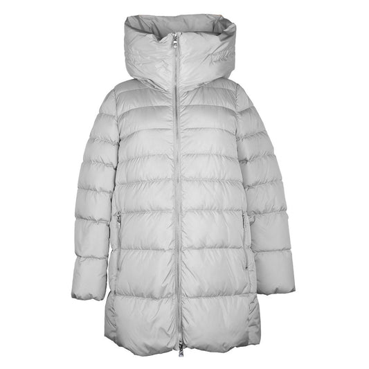 Add Chic Gray High-Collar Down Jacket for Women