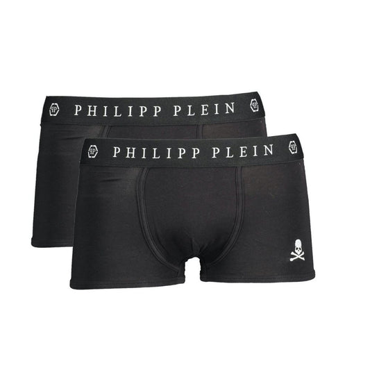 Philipp Plein Black Cotton Men Boxer Pair