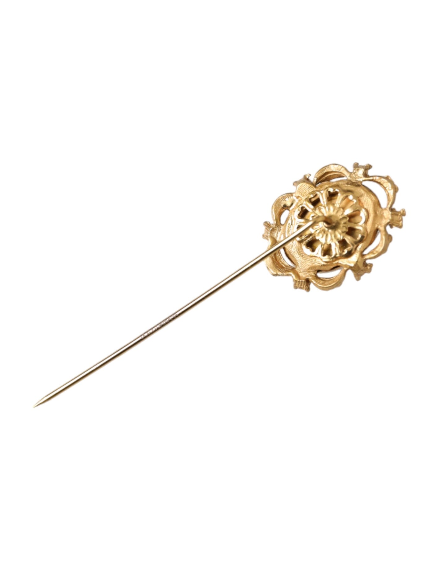 Dolce & Gabbana Gold Tone Brass Oval Gem Stone Men Pin Brooch