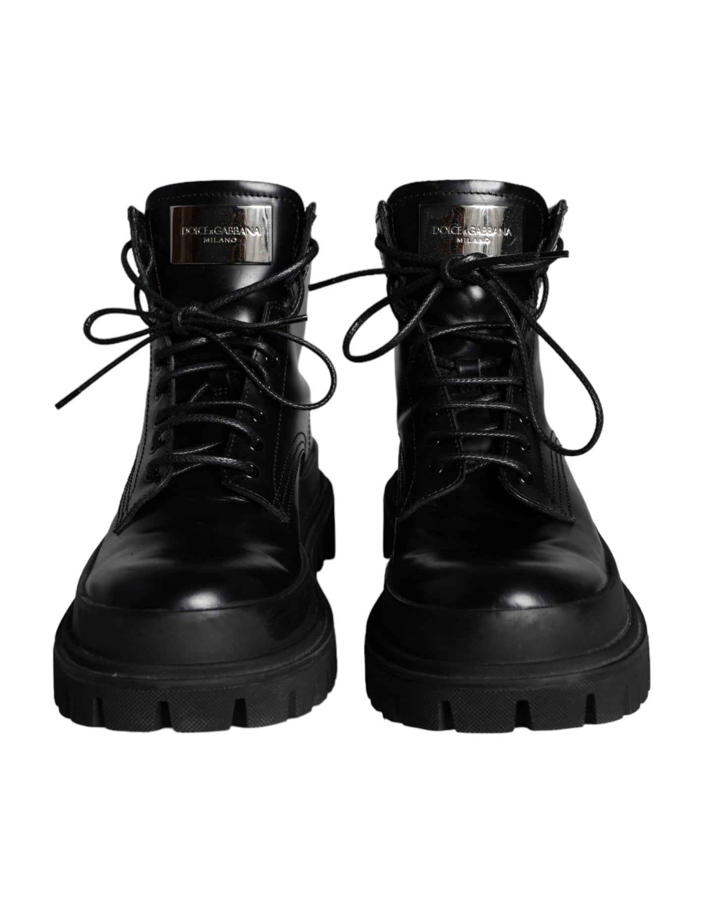 Dolce & Gabbana Black Lace Up Trekking Ankle Boots Men Shoes