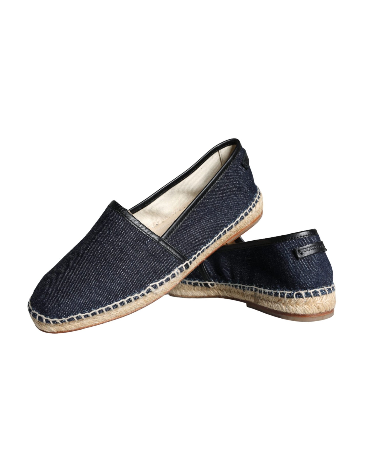 Dolce & Gabbana Blue Denim Cotton Leather Espadrilles Shoes