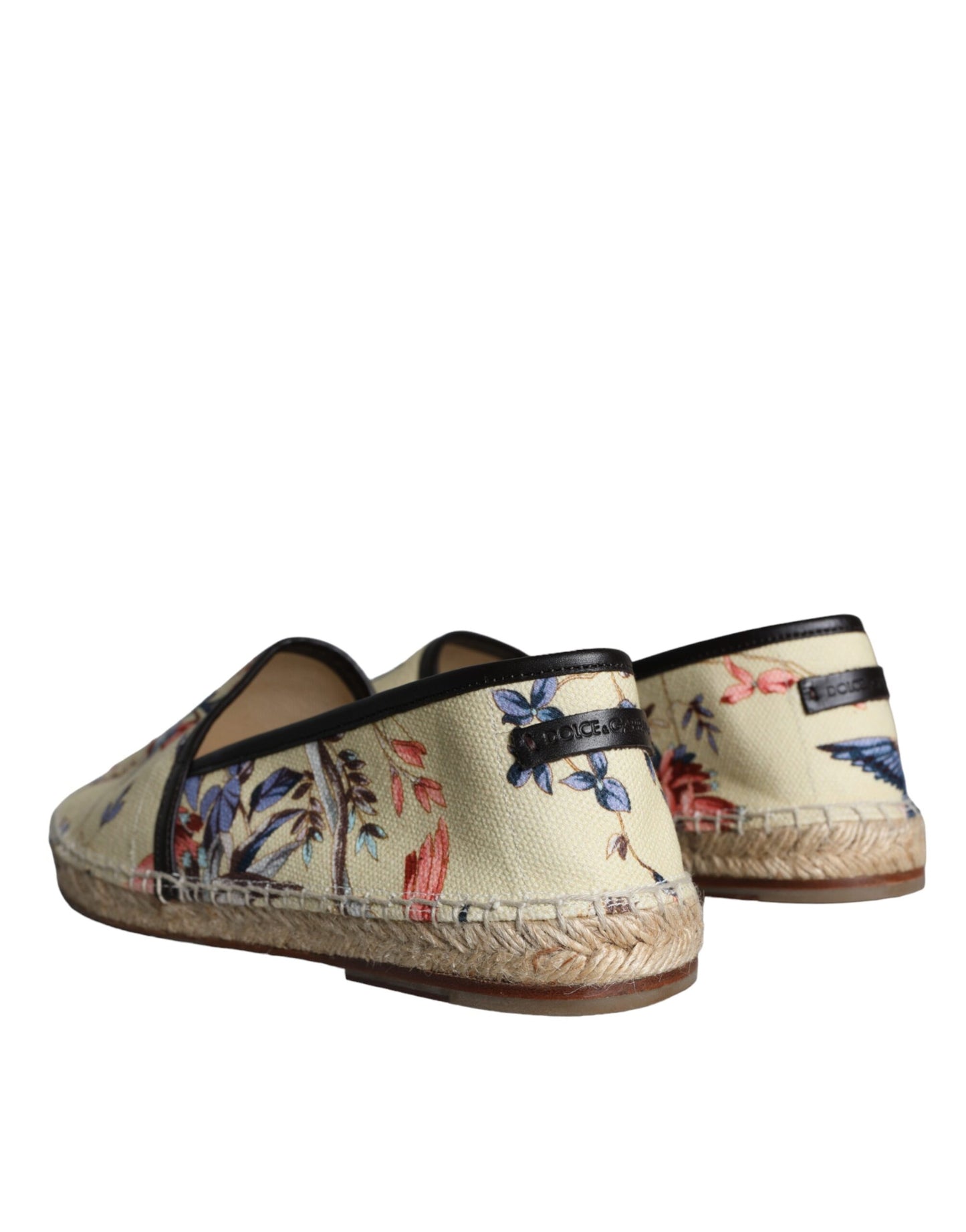 Dolce & Gabbana Beige Floral Canvas Espadrilles Slip On Shoes