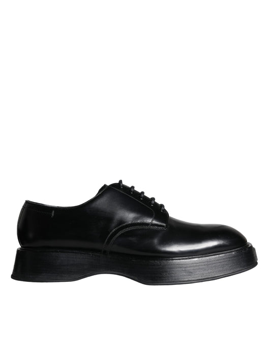 Dolce & Gabbana Black Calf Leather Derby Formal Dress Shoes