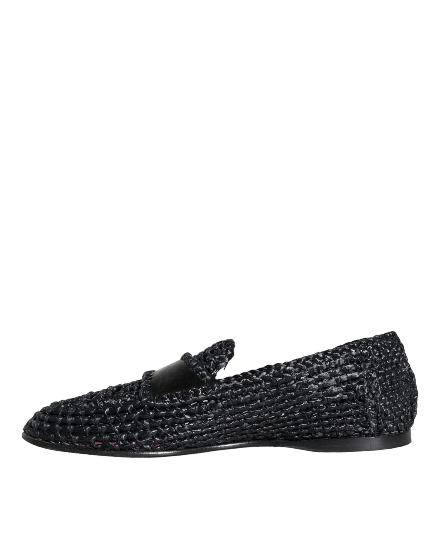 Dolce & Gabbana Black Woven Raffia Slip On Loafers Men Shoes