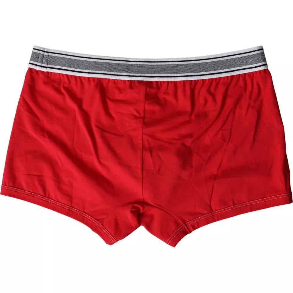 Dolce & Gabbana Red Cotton Stretch Regular Boxer Shorts Underwear