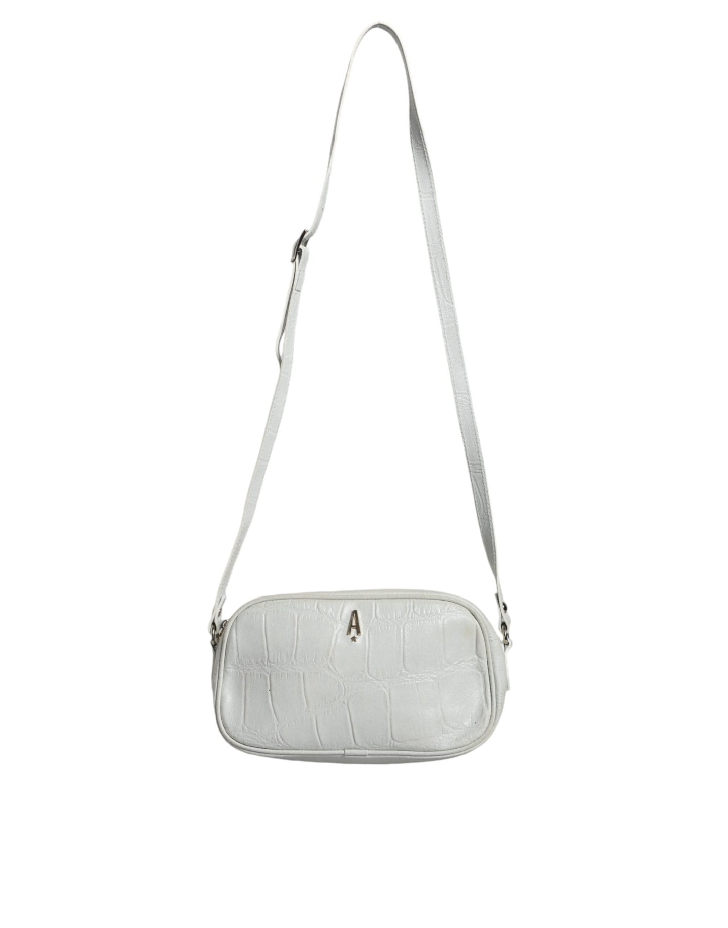 Aniye By White Croc Print Leather Crossbody Sling Bag