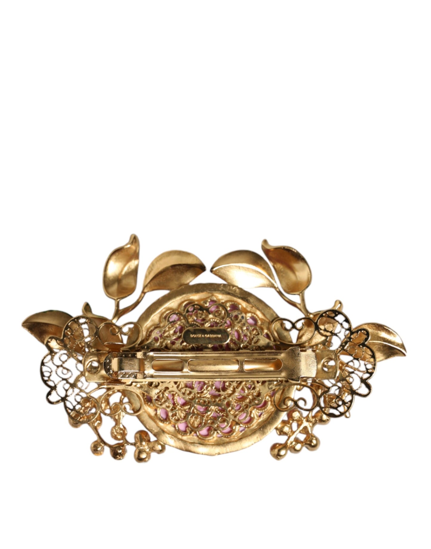 Dolce & Gabbana Gold Tone Brass Crystal Floral Hair Clip