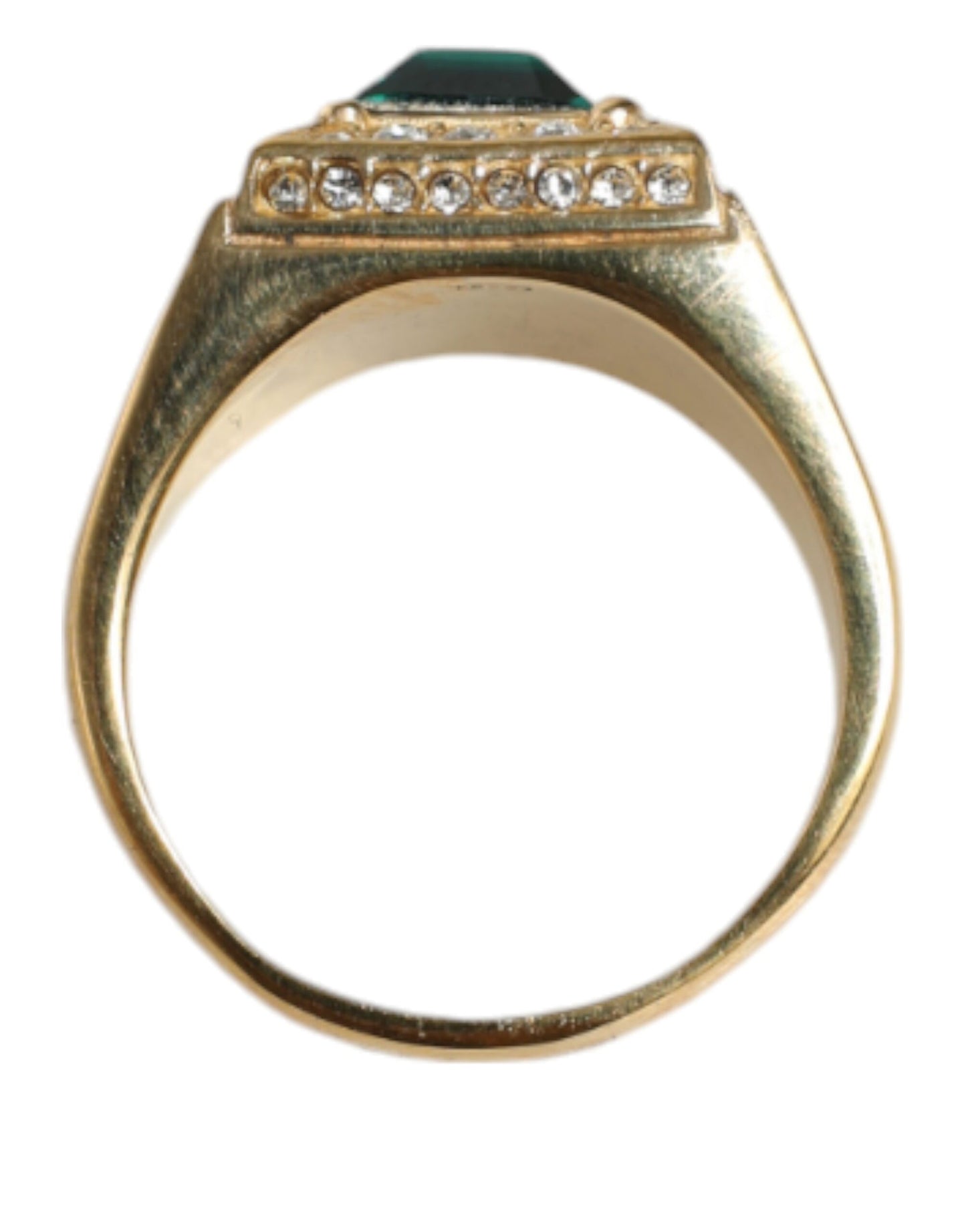 Dolce & Gabbana Gold Plated 925 Silver Green Crystal Ring