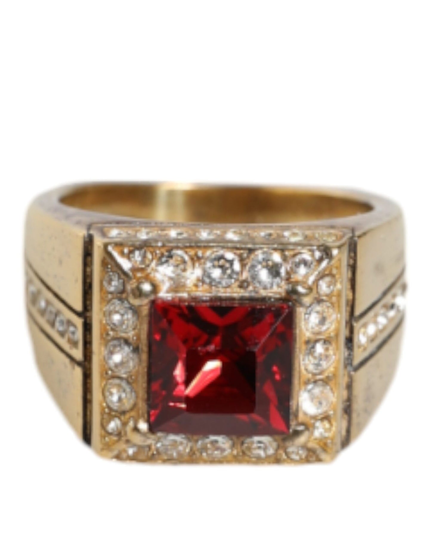 Dolce & Gabbana Gold Plated 925 Silver Red Crystal Ring