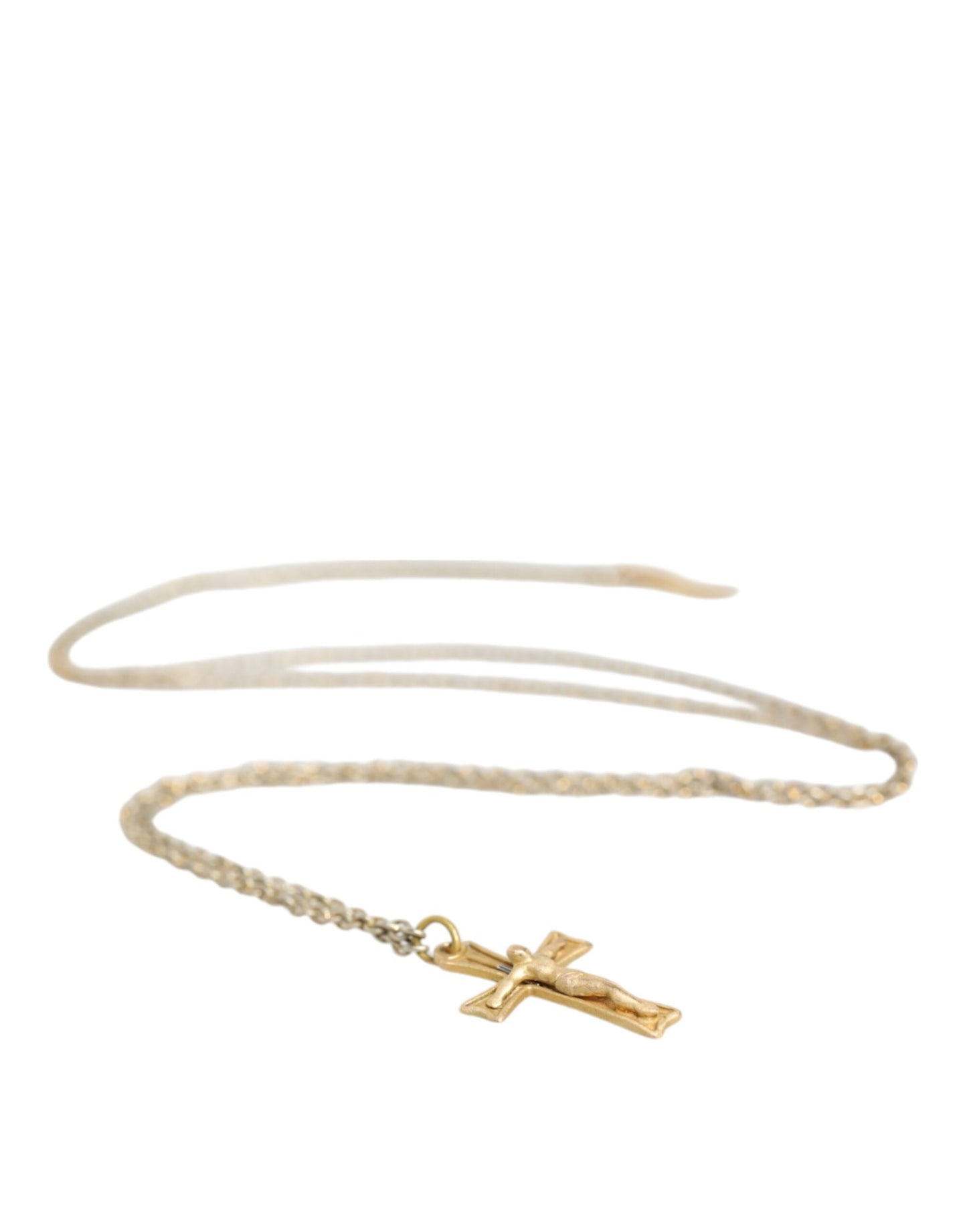 Dolce & Gabbana Gold Tone Brass Chain Cross Pendant Jewelry Necklace