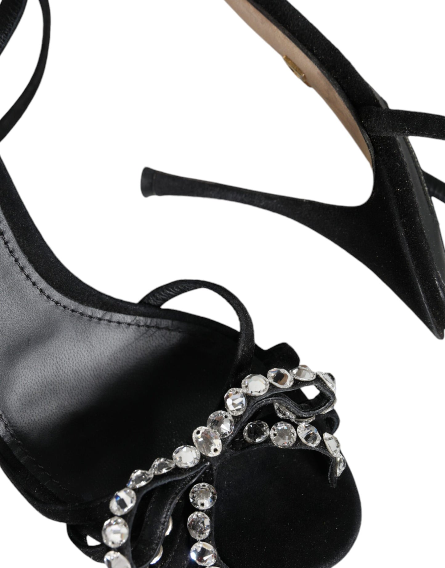 Dolce & Gabbana Black Suede Crystals KEIRA Sandals Shoes