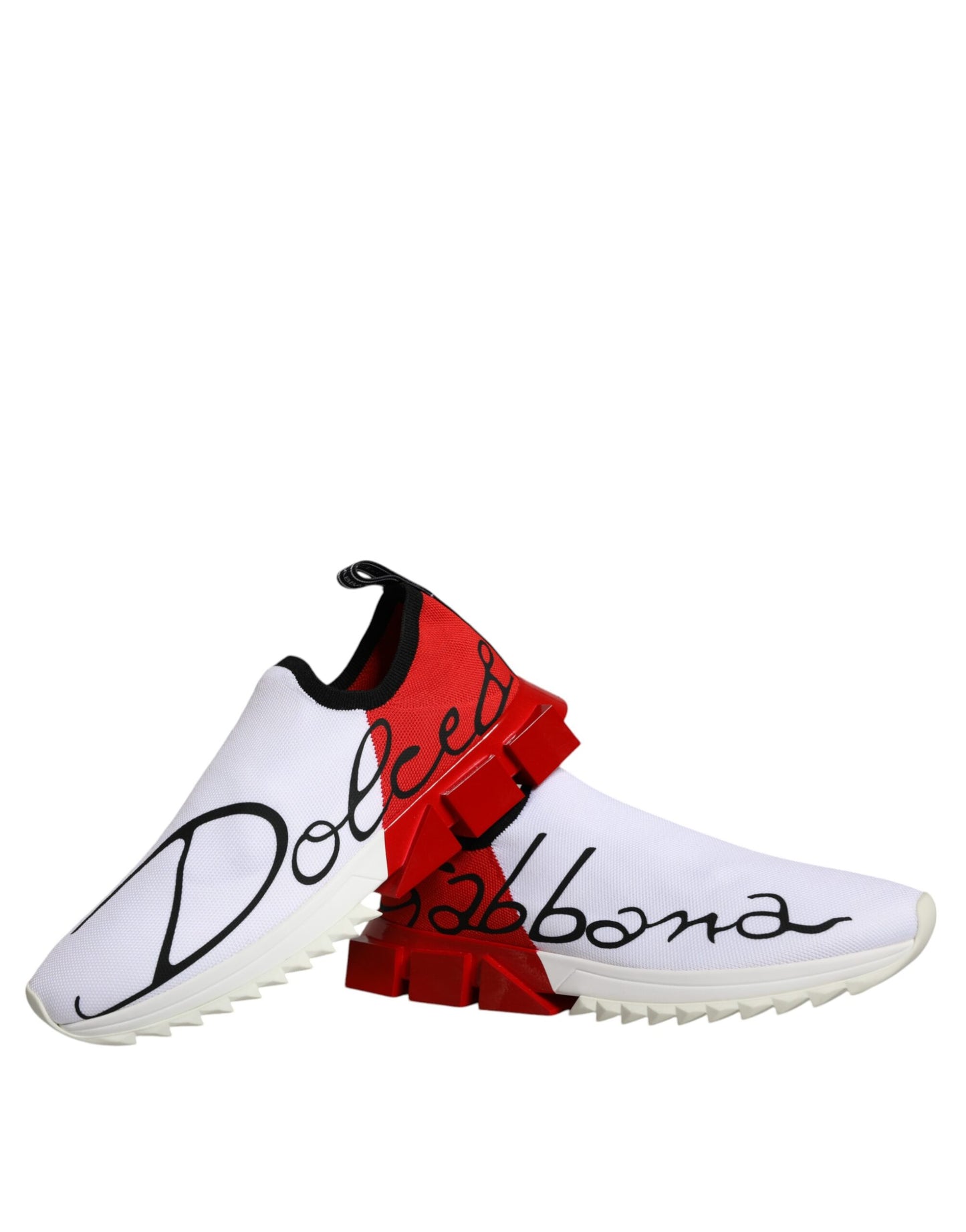 Dolce & Gabbana White Red Low Top Sorrento Men Sneakers Shoes