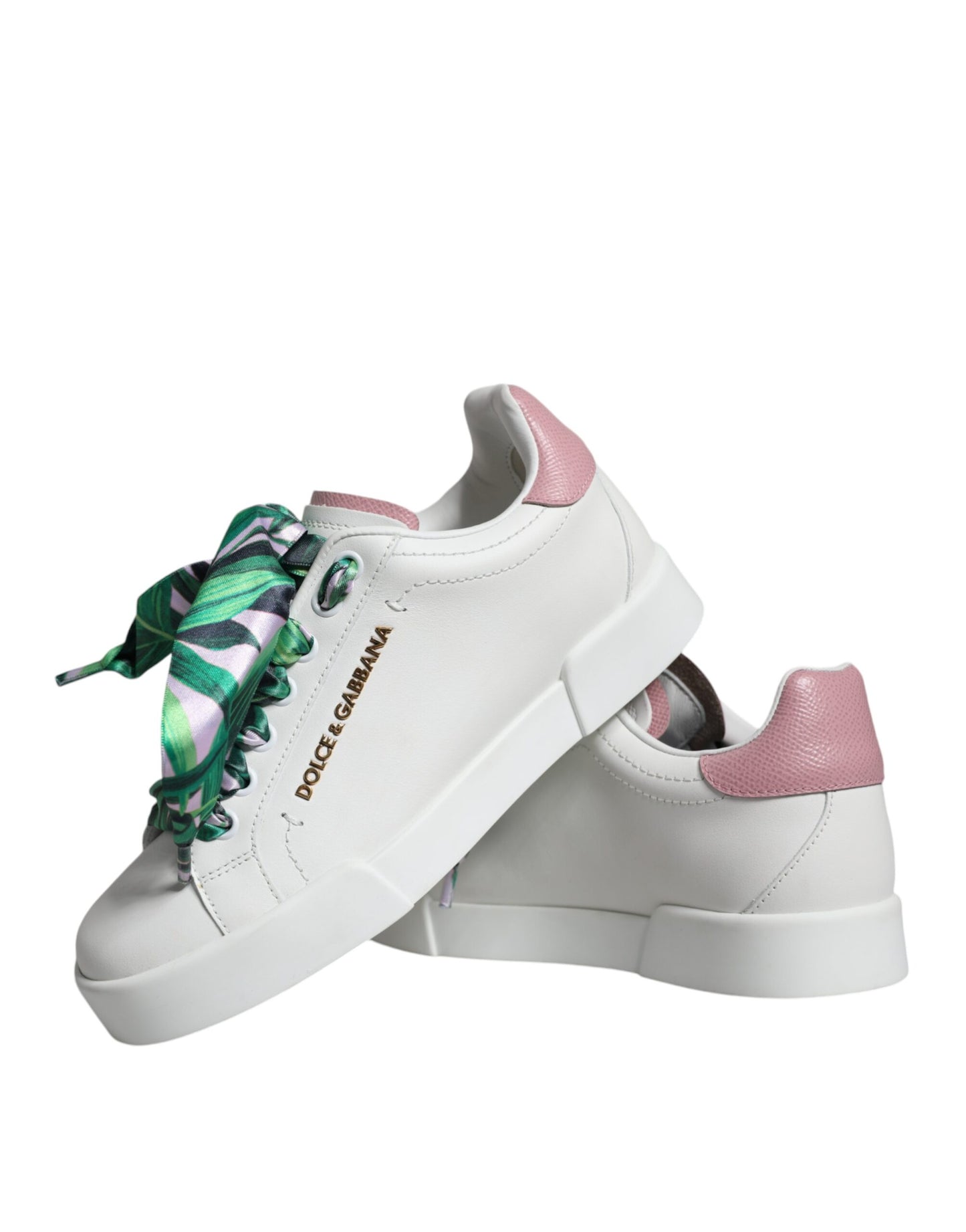 Dolce & Gabbana White Leather Portofino Low Top Sneakers Shoes