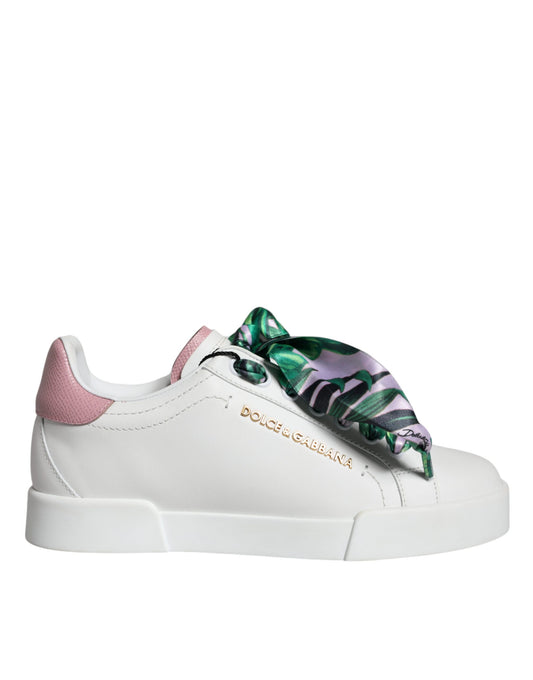 Dolce & Gabbana White Leather Portofino Low Top Sneakers Shoes