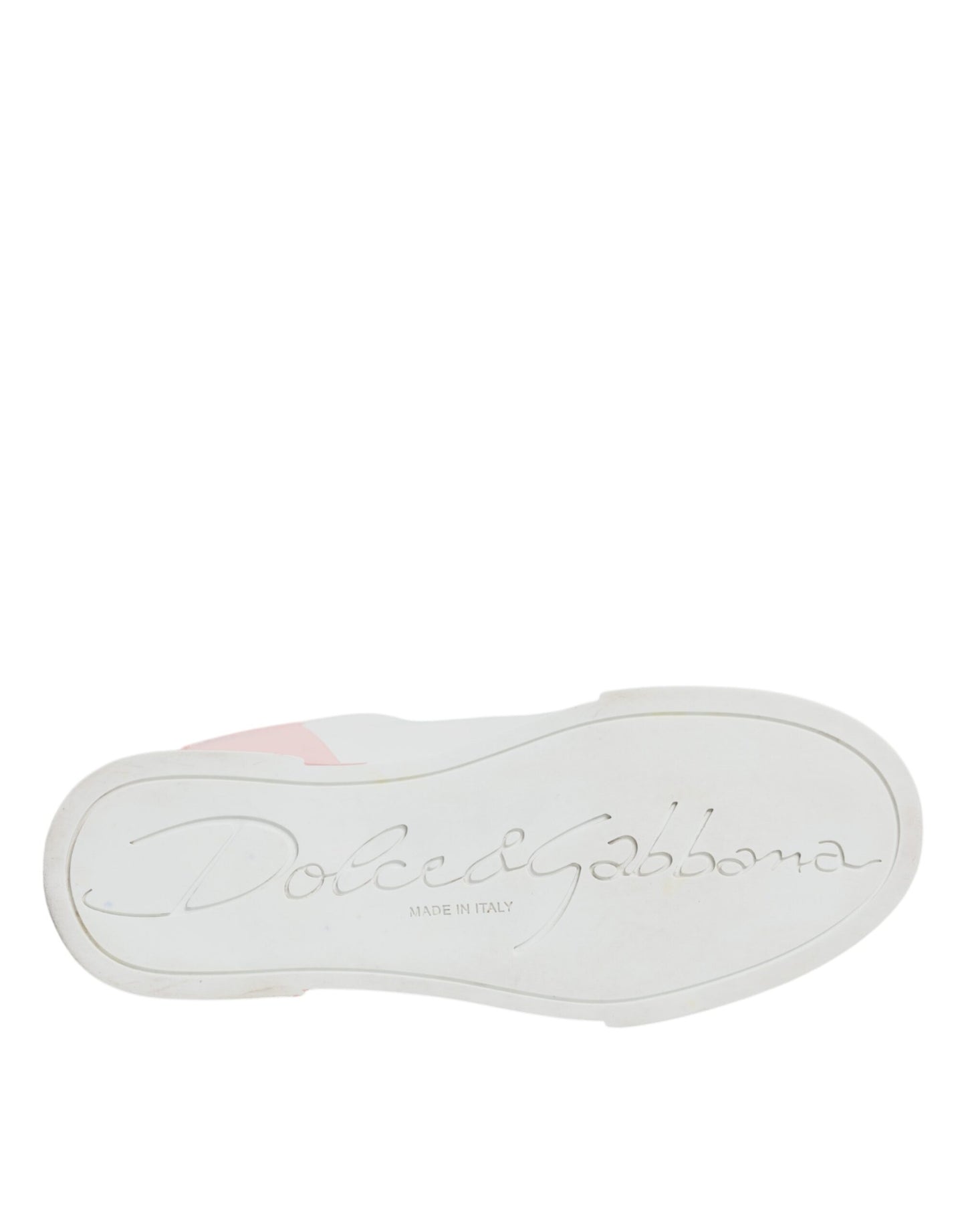 Dolce & Gabbana White Pink Portofino Low Top Sneakers Shoes