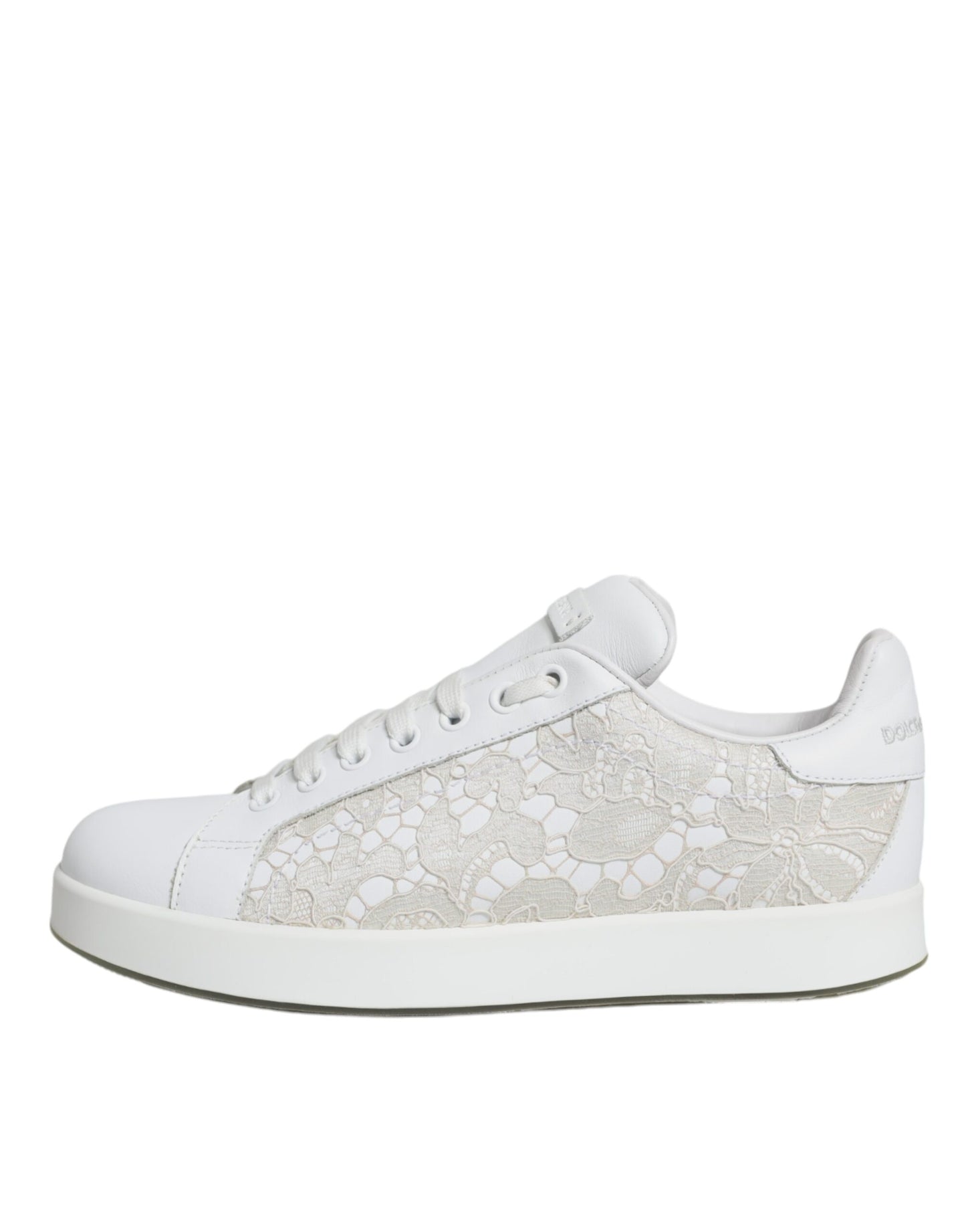 Dolce & Gabbana White Lace Portofino Low Top Sneakers Shoes