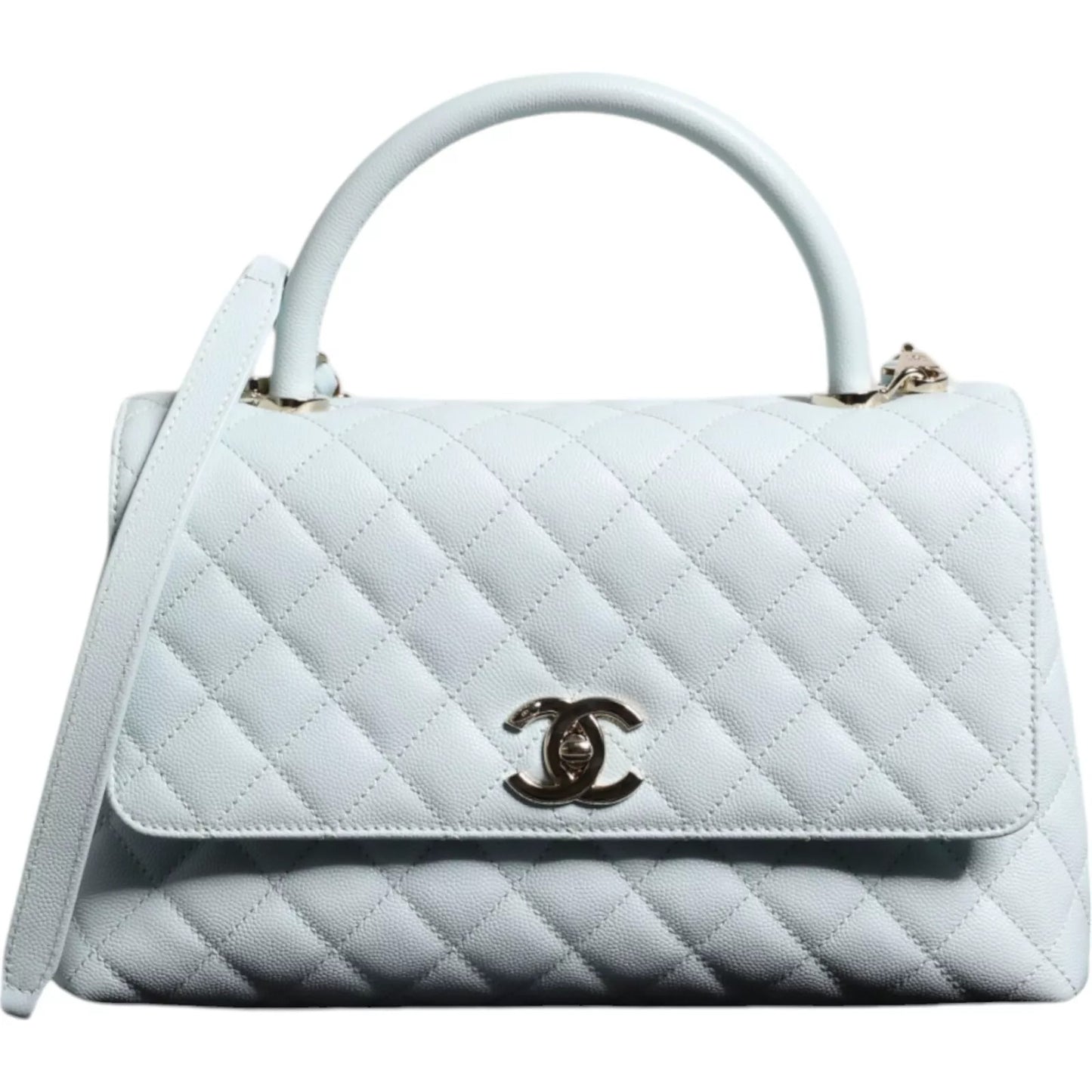 Chanel Blue Flap Top Handle Medium Robin Egg Coco Handle Bag