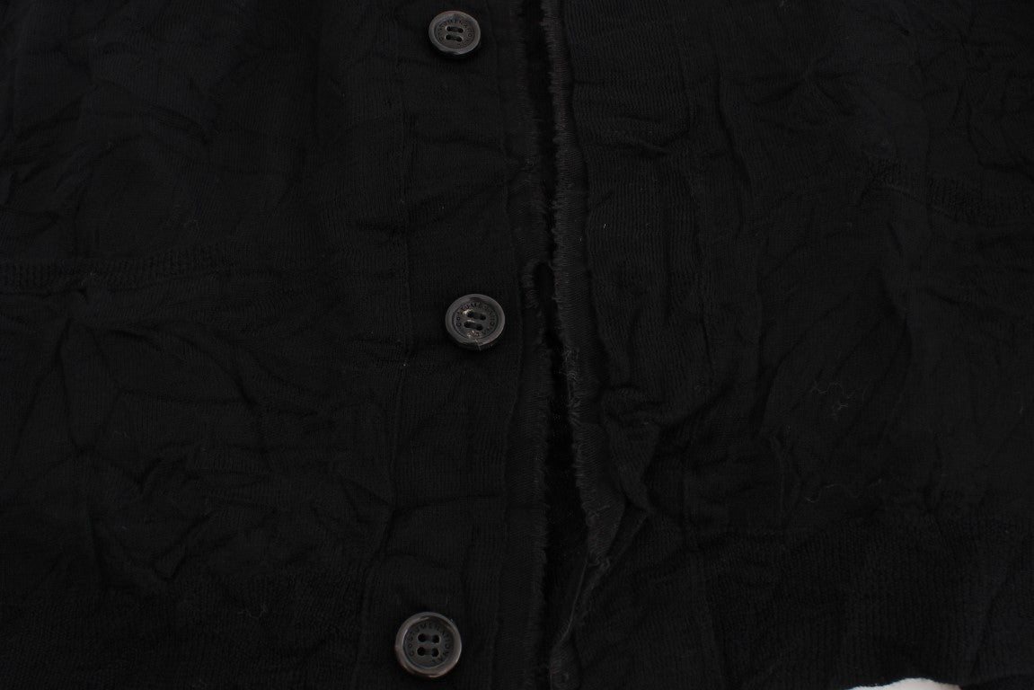 Costume National Elegant Black Merino Wool Cardigan